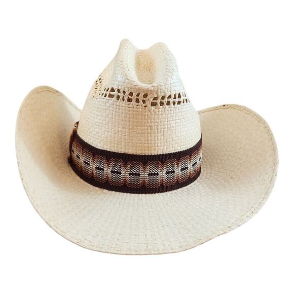 John B Stetson company cowboy hat sz 6 3/4 western hat with brown band - Picture 2 of 13